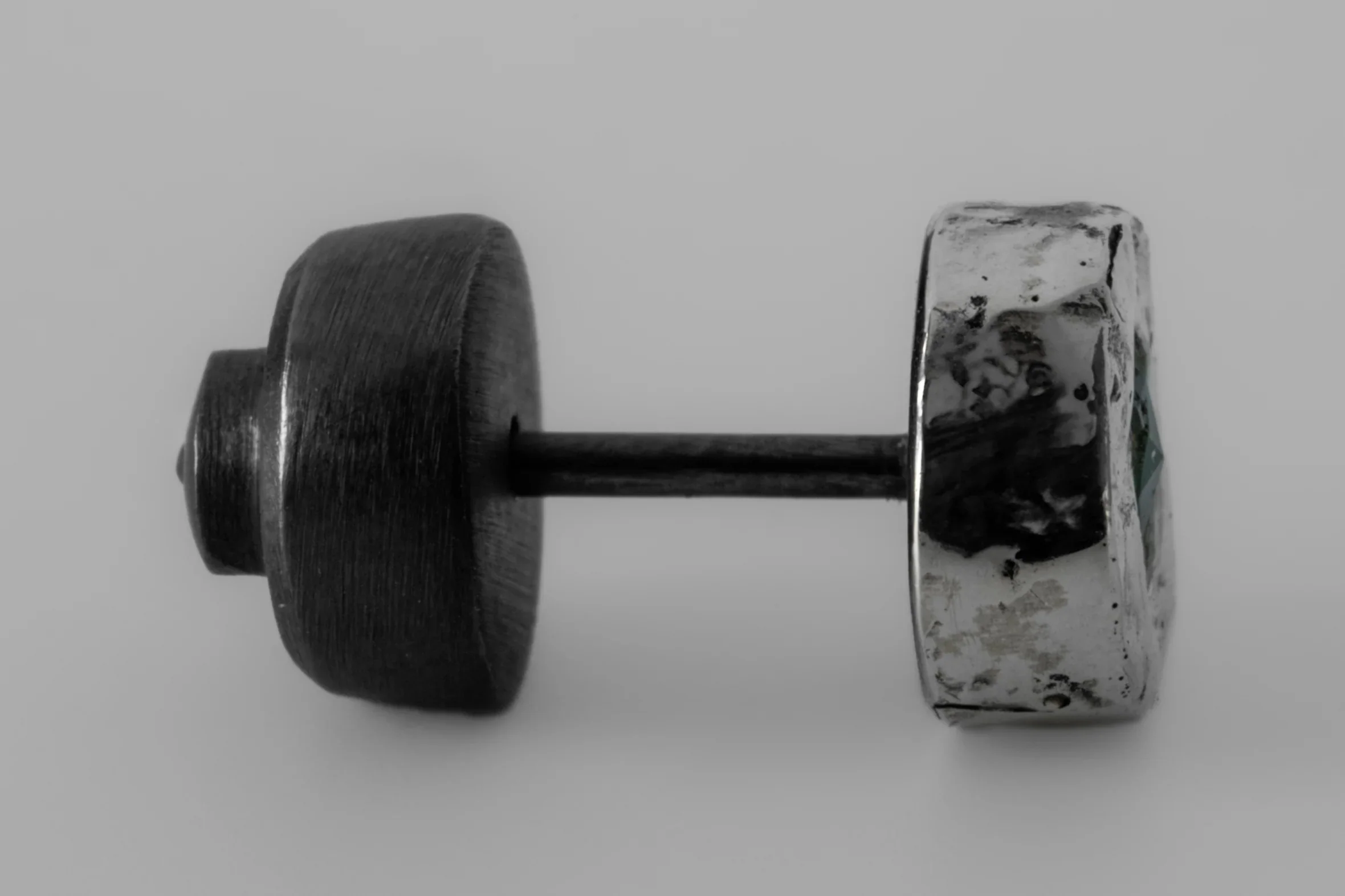 Parts of Four Stud Earrings Collection III: High-Quality Handcrafted Natural Stone PS4-1035-9-KA10KW+EMER Black Sterling Silver 10K White Gold + 0.1 Carat Emerald PPOF59 - Image 3