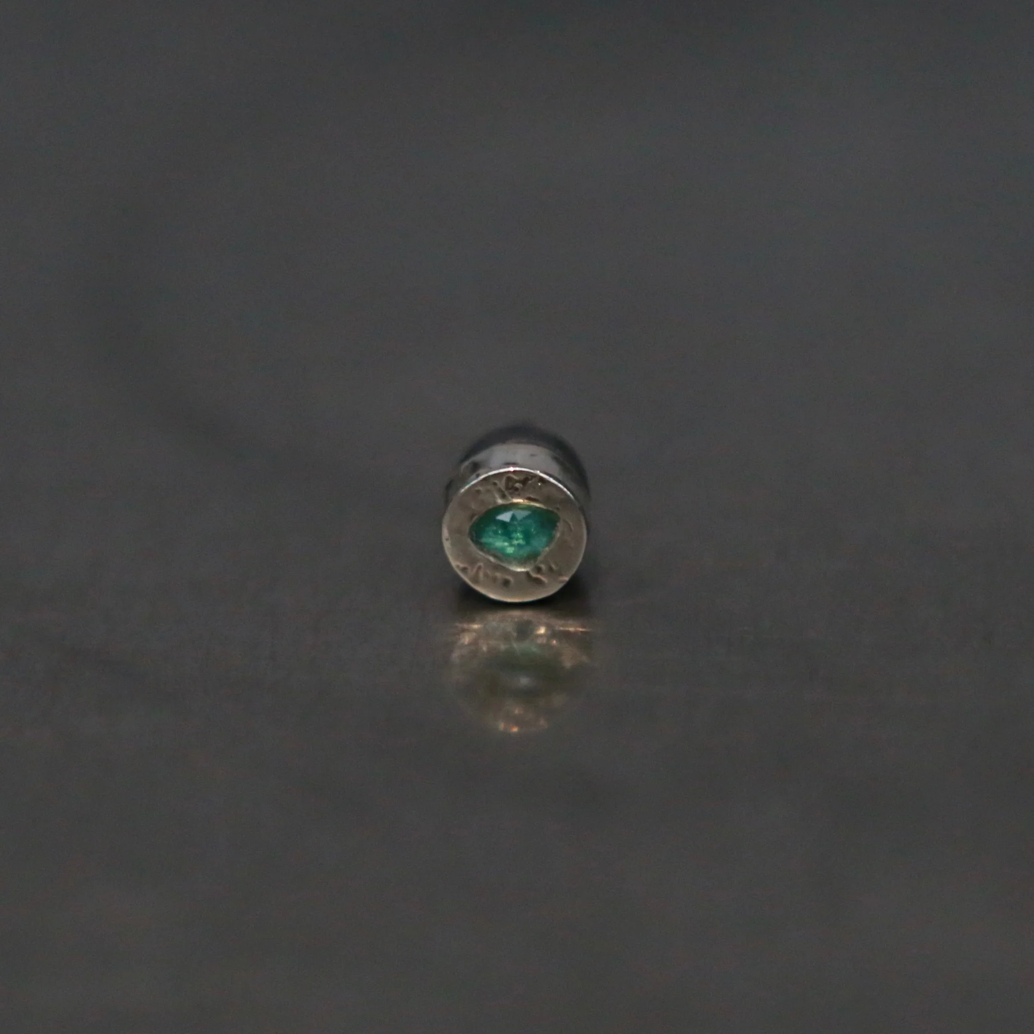 Parts of Four Stud Earrings Collection III: High-Quality Handcrafted Natural Stone PS4-1035-9-KA10KW+EMER Black Sterling Silver 10K White Gold + 0.1 Carat Emerald PPOF59 - Image 4