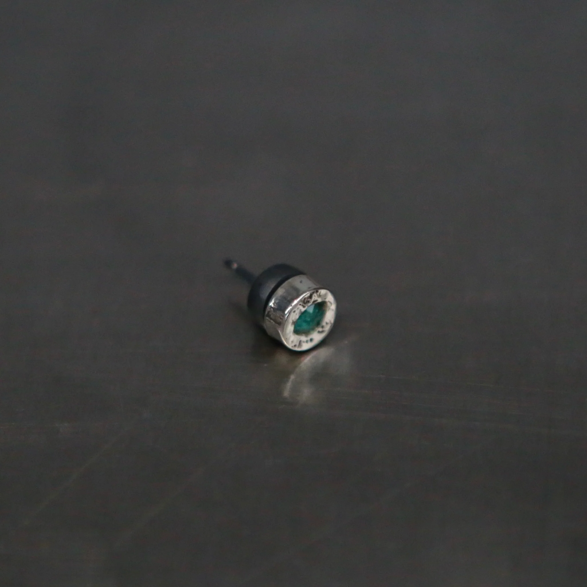 Parts of Four Stud Earrings Collection III: High-Quality Handcrafted Natural Stone PS4-1035-9-KA10KW+EMER Black Sterling Silver 10K White Gold + 0.1 Carat Emerald PPOF59 - Image 5