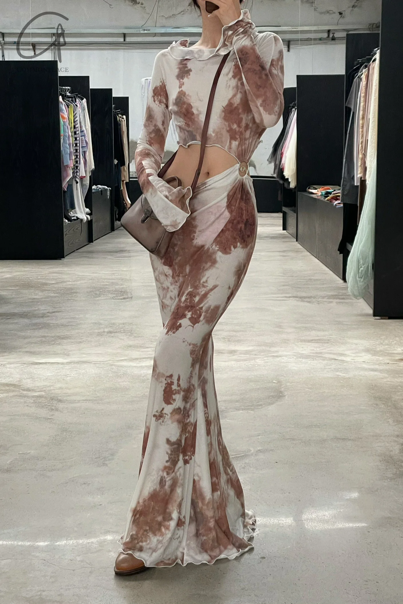 Peng Tai 24 Autumn and Winter Asymmetric Flared Long Dress PT-PTW24C08-3 - Image 25
