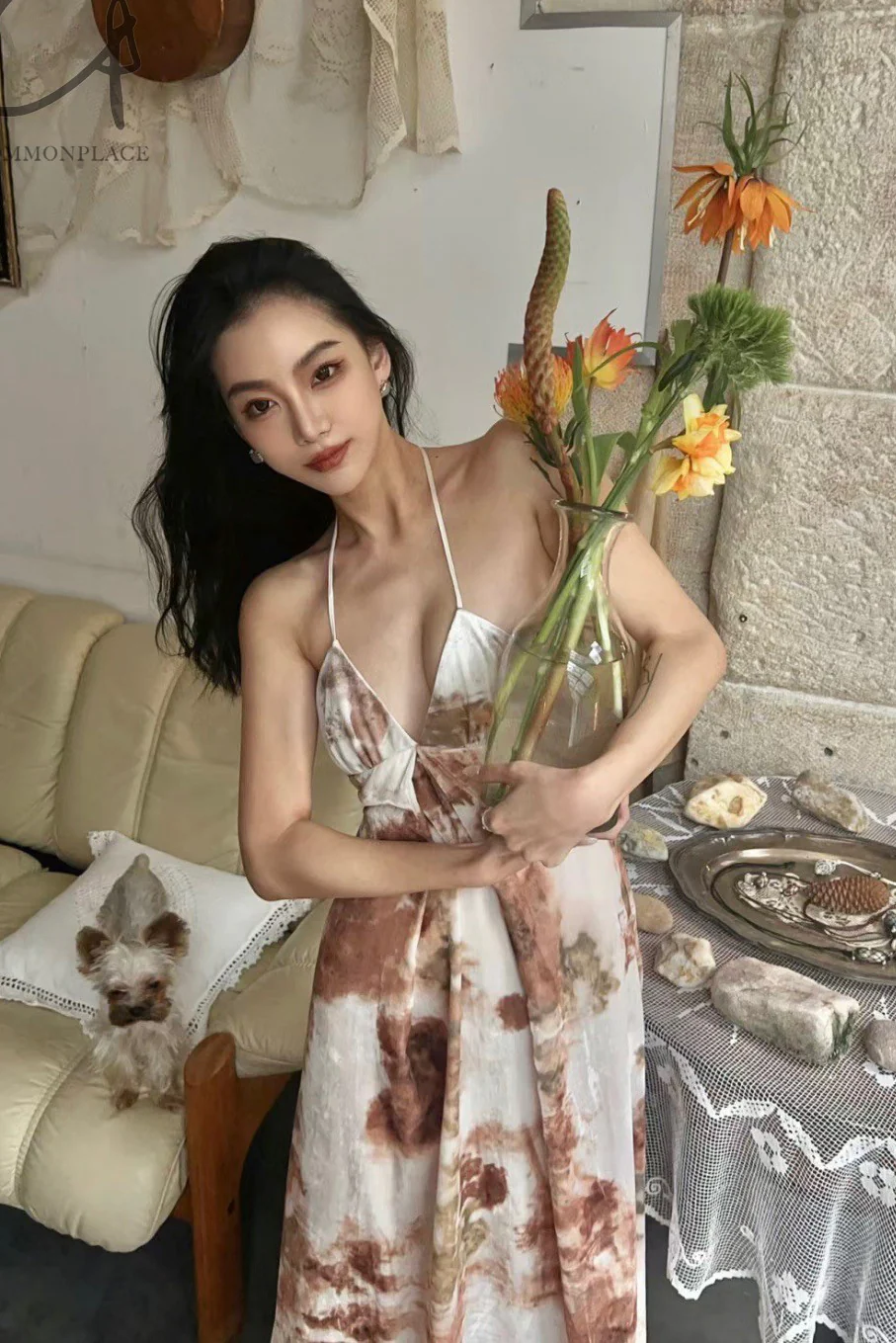 Peng Tai 24 Autumn and Winter Contrast Color Maxi Sling Dress PT-PTW24C16-1 - Image 8