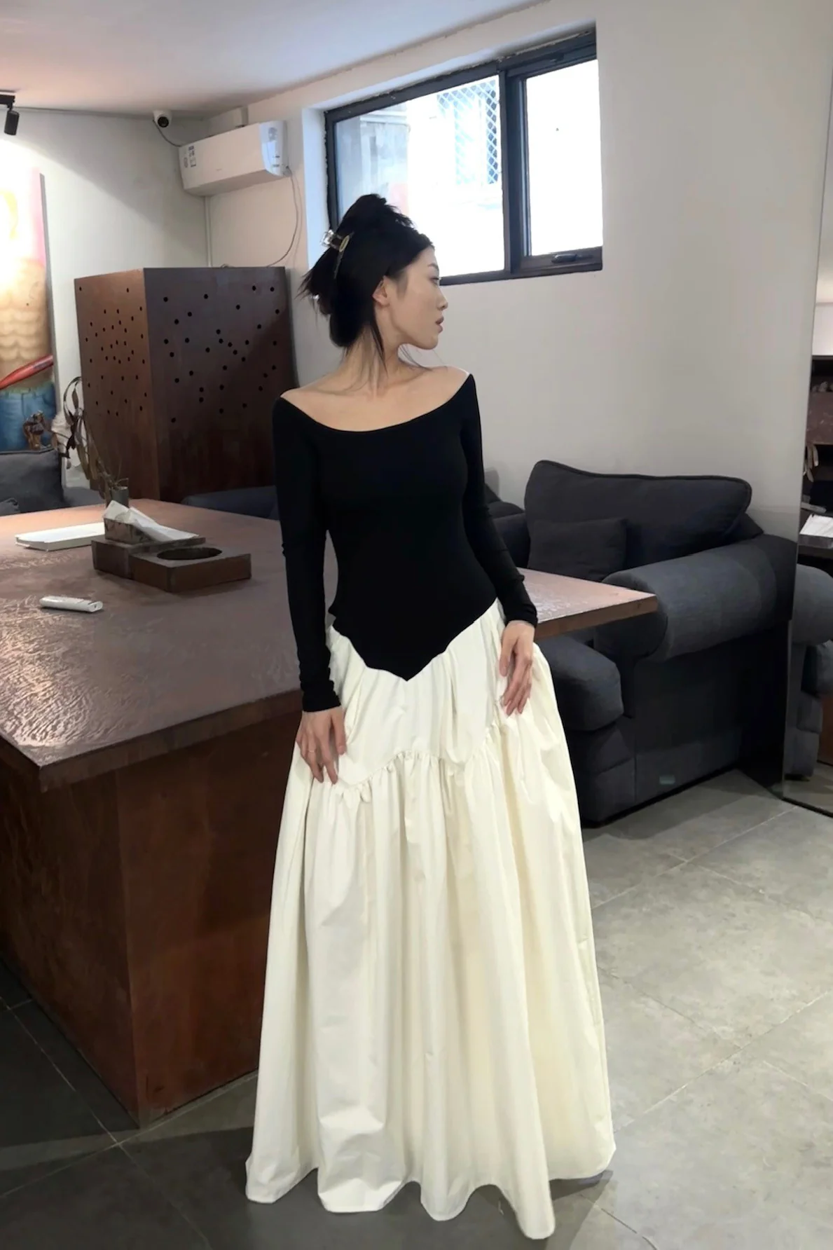 Peng Tai 24 Autumn and Winter One Shoulder Maxi Dress PT-PTW24C03-2 - Image 15