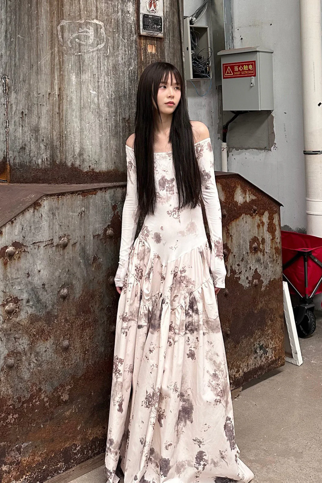 Peng Tai 24 Autumn and Winter One Shoulder Maxi Dress PT-PTW24C03-3 - Image 12