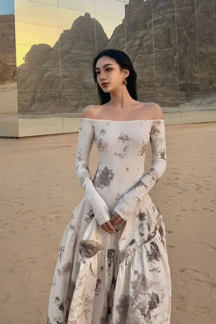 Peng Tai 24 Autumn and Winter One Shoulder Maxi Dress PT-PTW24C03-3 - Image 18