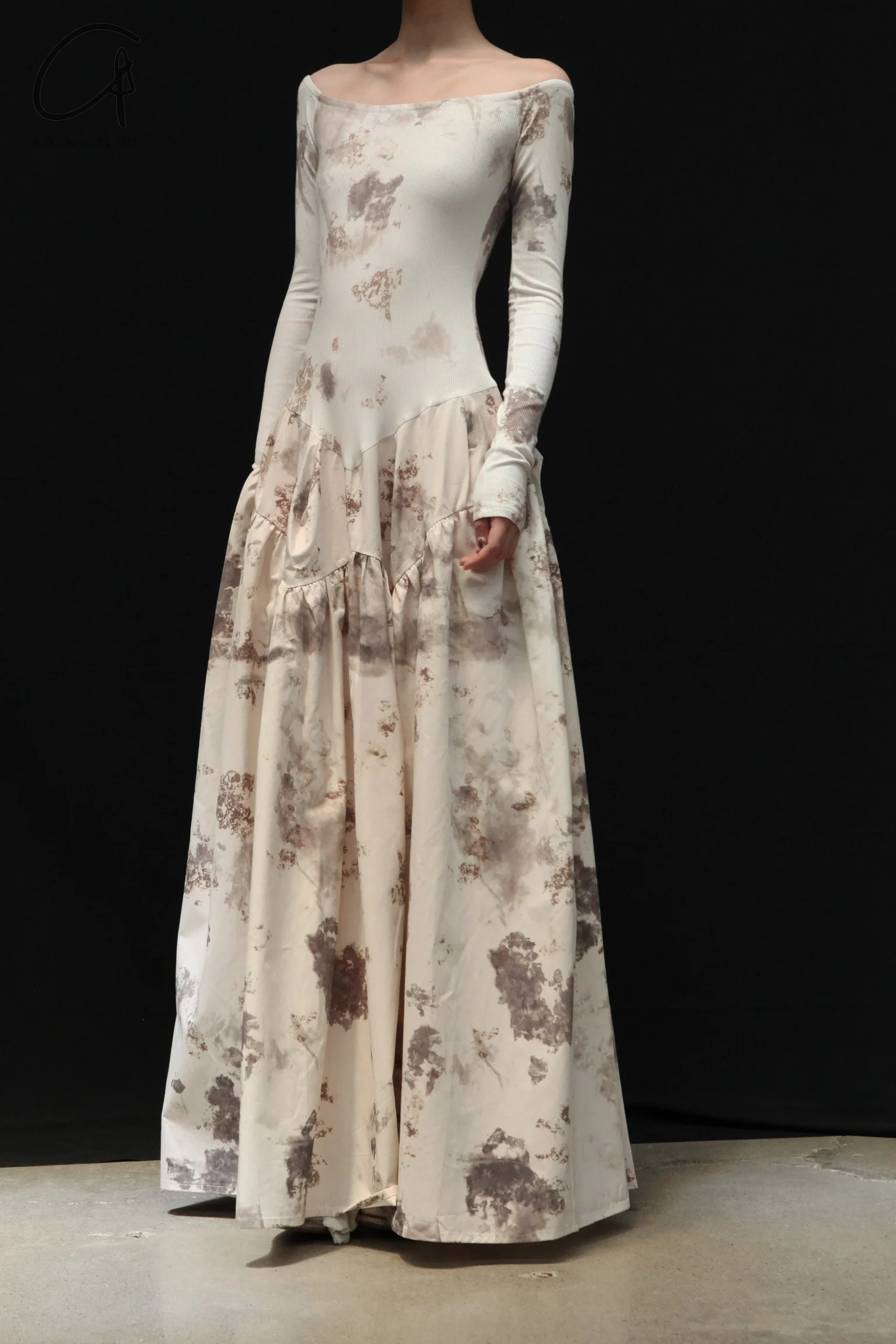Peng Tai 24 Autumn and Winter One Shoulder Maxi Dress PT-PTW24C03-3 - Image 4