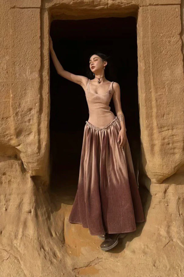 Peng Tai 24 Autumn and Winter Plus Velvet Denim Volume Long Skirt PT-PTW24C19-2-TSHONG - Image 12