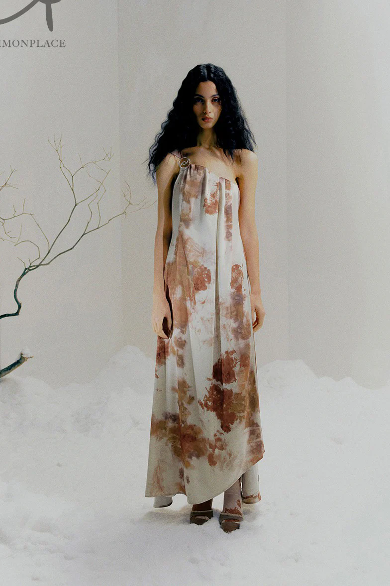 Peng Tai 24 Autumn and Winter Printed Asymmetric Floral Dress PT-PTW24C13-1 - Image 10