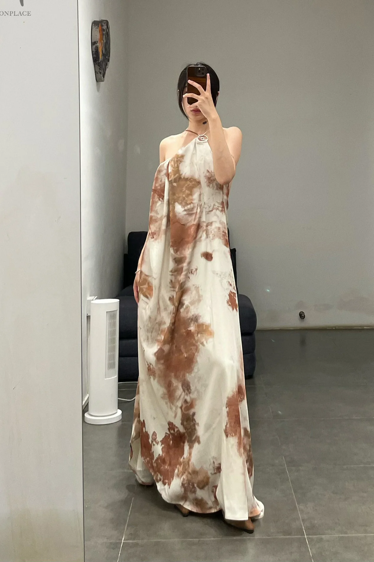 Peng Tai 24 Autumn and Winter Printed Asymmetric Floral Dress PT-PTW24C13-1 - Image 11