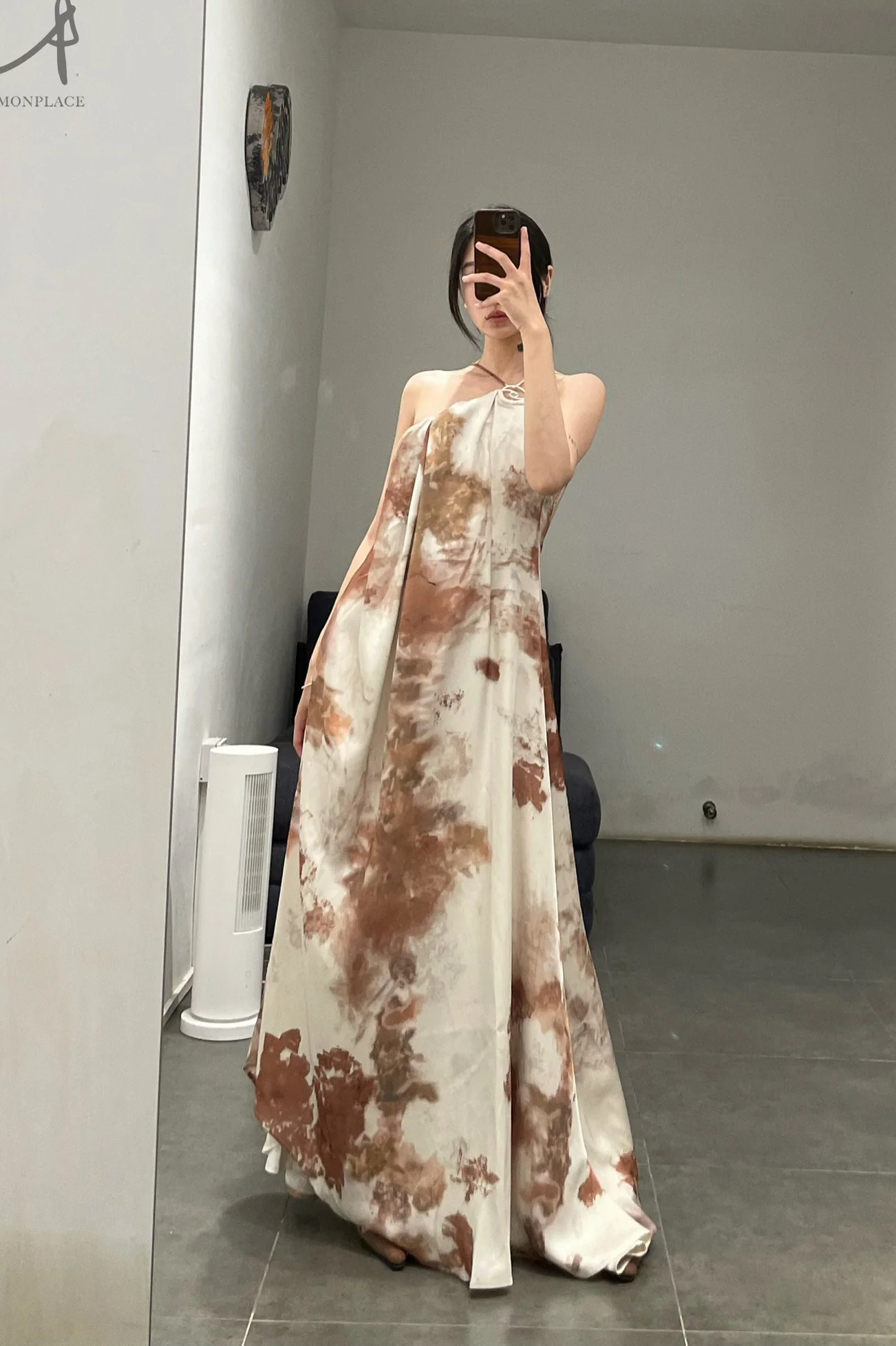 Peng Tai 24 Autumn and Winter Printed Asymmetric Floral Dress PT-PTW24C13-1 - Image 12