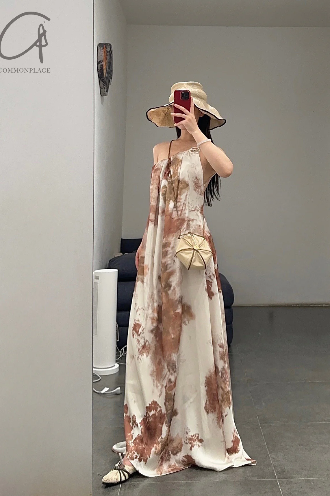 Peng Tai 24 Autumn and Winter Printed Asymmetric Floral Dress PT-PTW24C13-1 - Image 13
