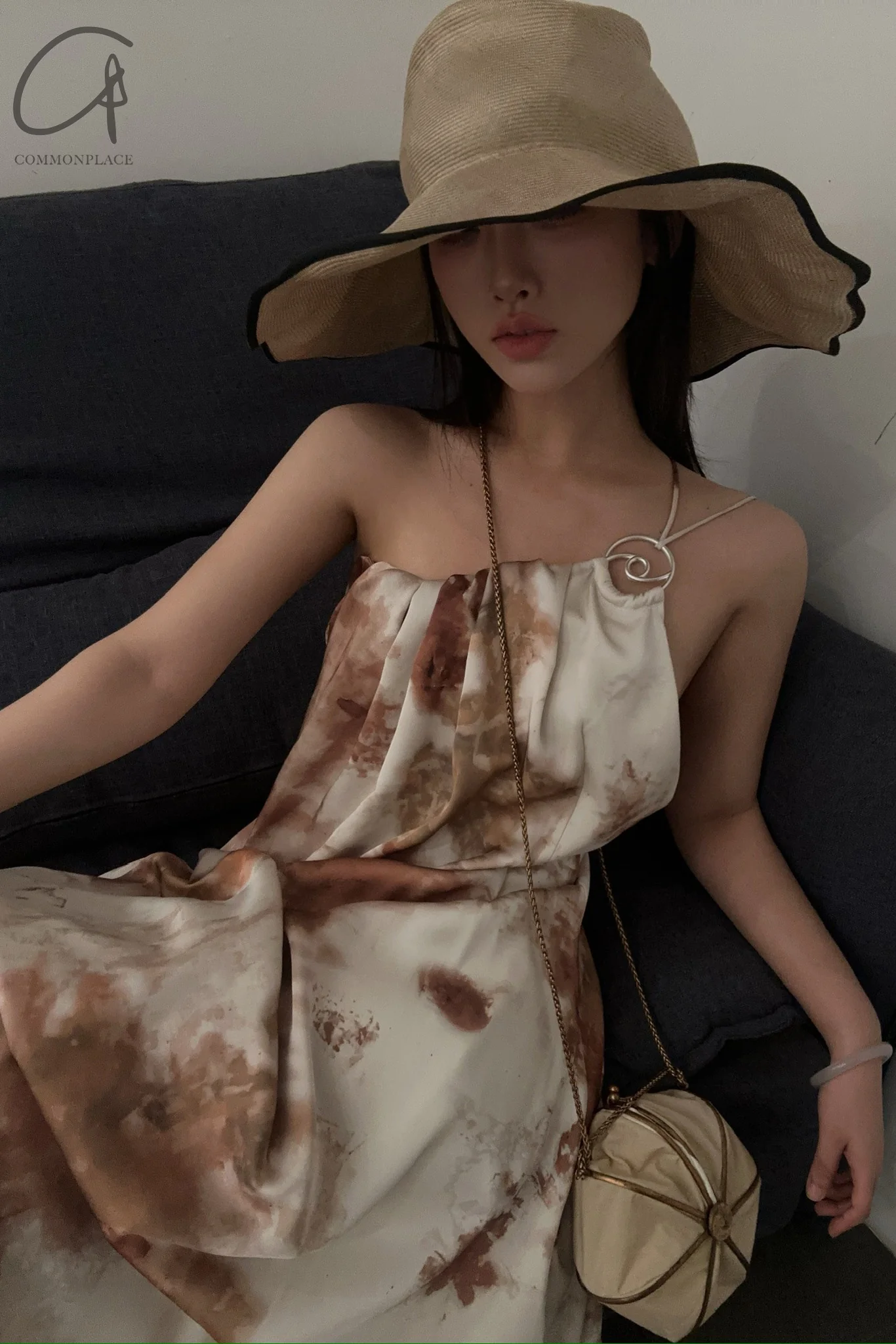 Peng Tai 24 Autumn and Winter Printed Asymmetric Floral Dress PT-PTW24C13-1 - Image 9