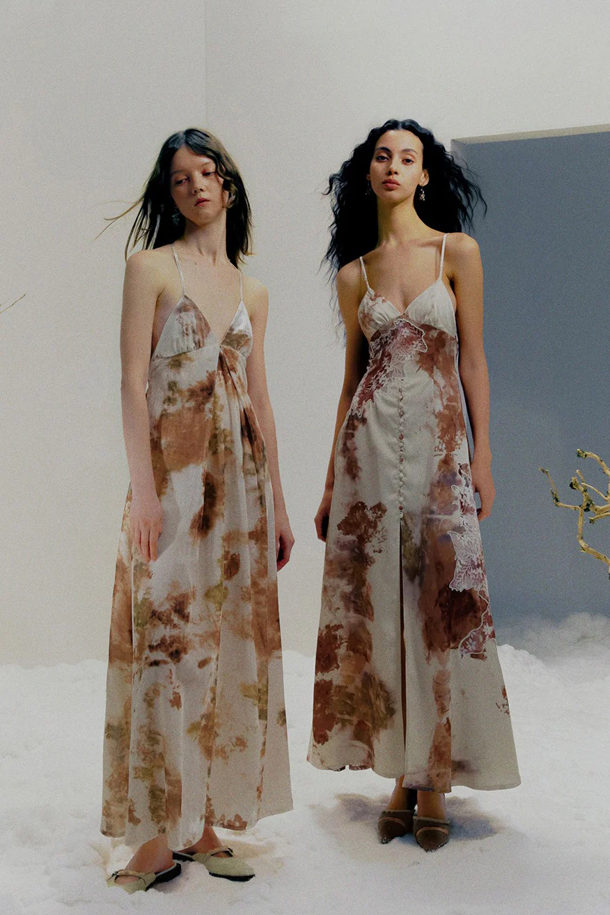 Peng Tai 24 Autumn and Winter Printed Asymmetric Lace Suspender Dress PT-PTW24C17-3-RANDOW - Image 7