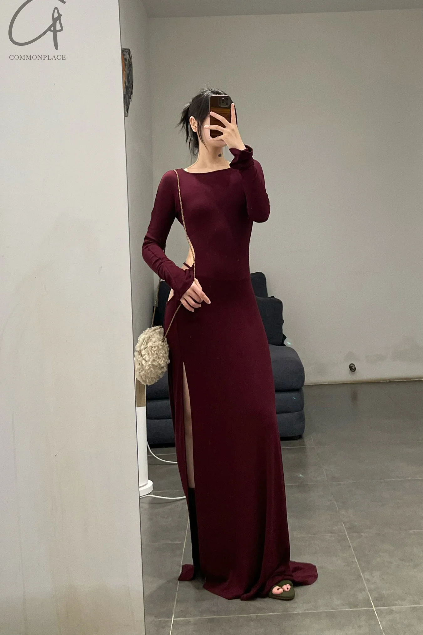Peng Tai 24 Autumn and Winter Ultra-long Asymmetric Hollow Dress PT-PTW24C02-2 - Image 10
