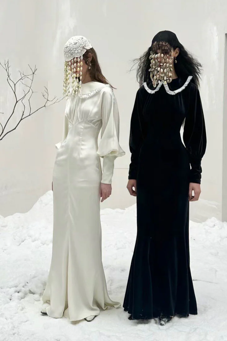 Peng Tai 24 Autumn and Winter Velvet Long Dress PT-PTW24C01-1 - Image 9