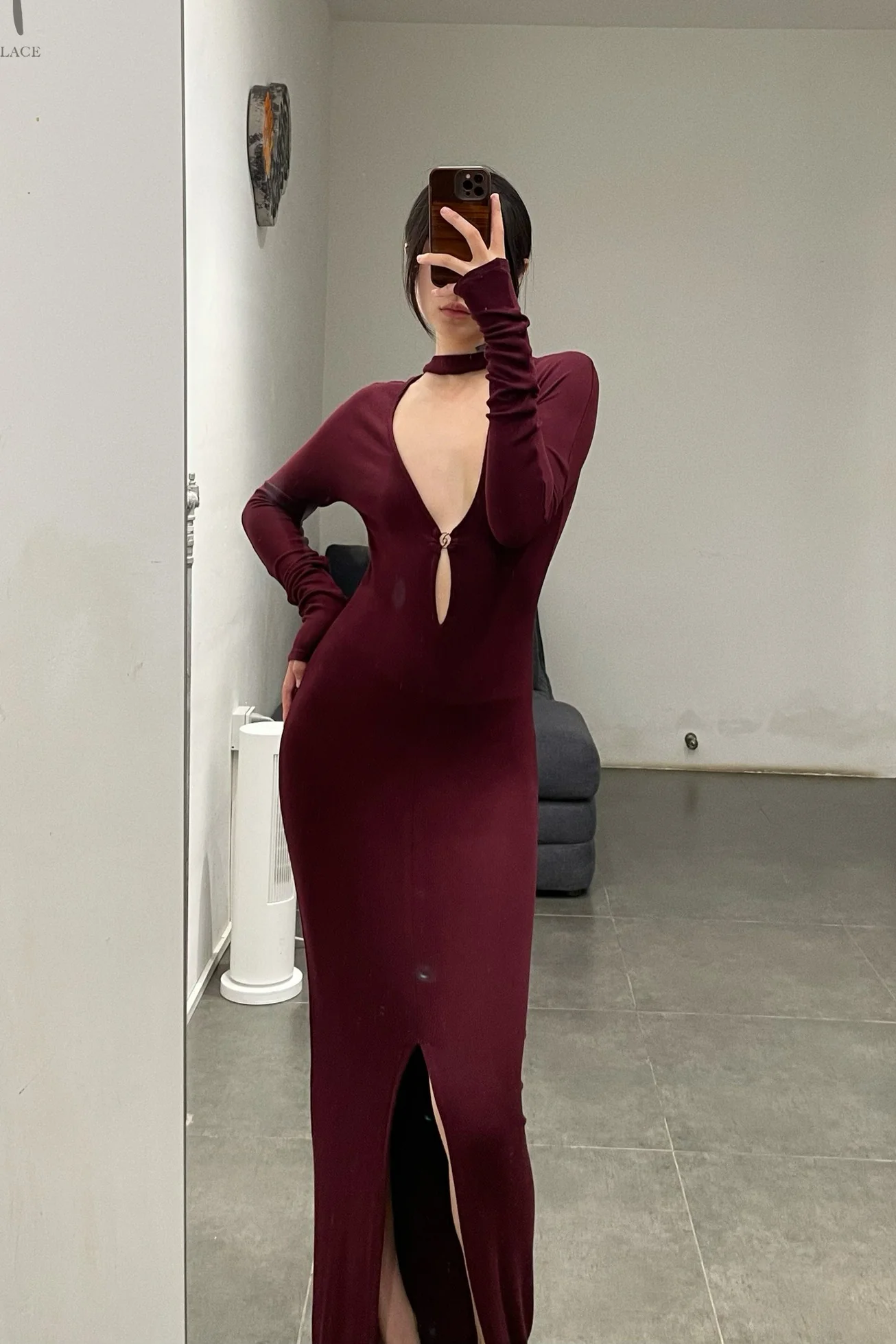Peng Tai 24 Fall/Winter V-neck midi dress PT-PTW24C04-3 - Image 9