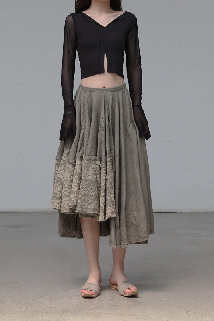 Peng Tai Linen lace wormwood dyed skirt W21070 PPT2032 - Image 2