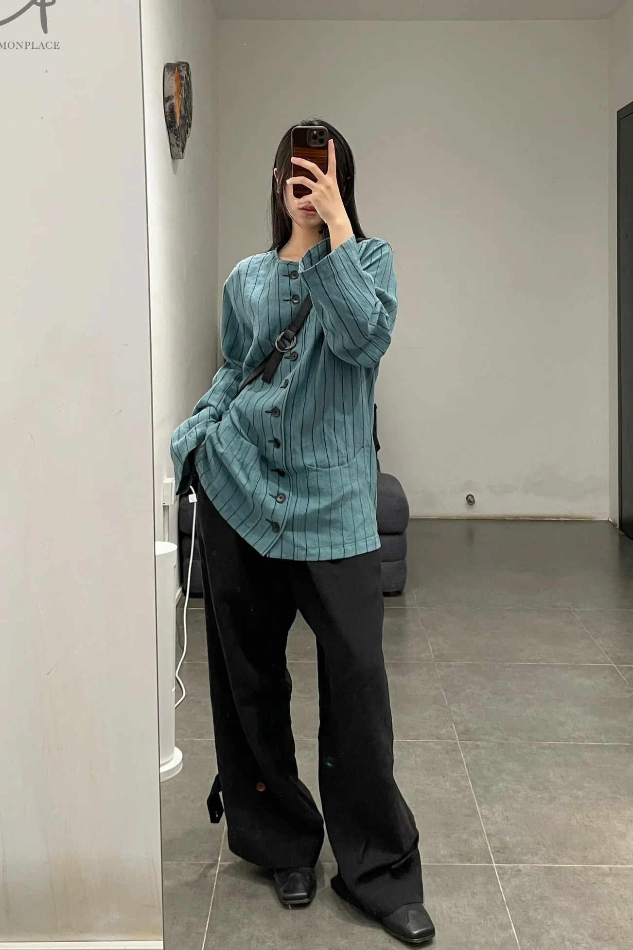 Pengtai 24 spring and summer round neck striped shirt PTS24M04-1 blue - Image 13