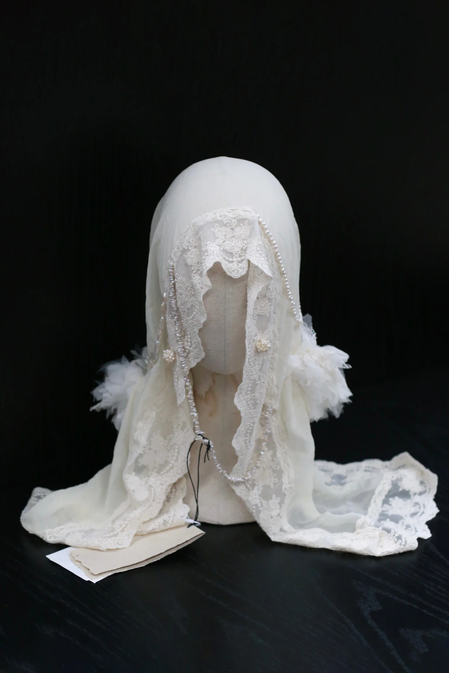 Pengtai 25 Autumn/Winter Lace Knit Heavy-Duty Veil Headband/Veil PT-P25F05-1-BEIGE