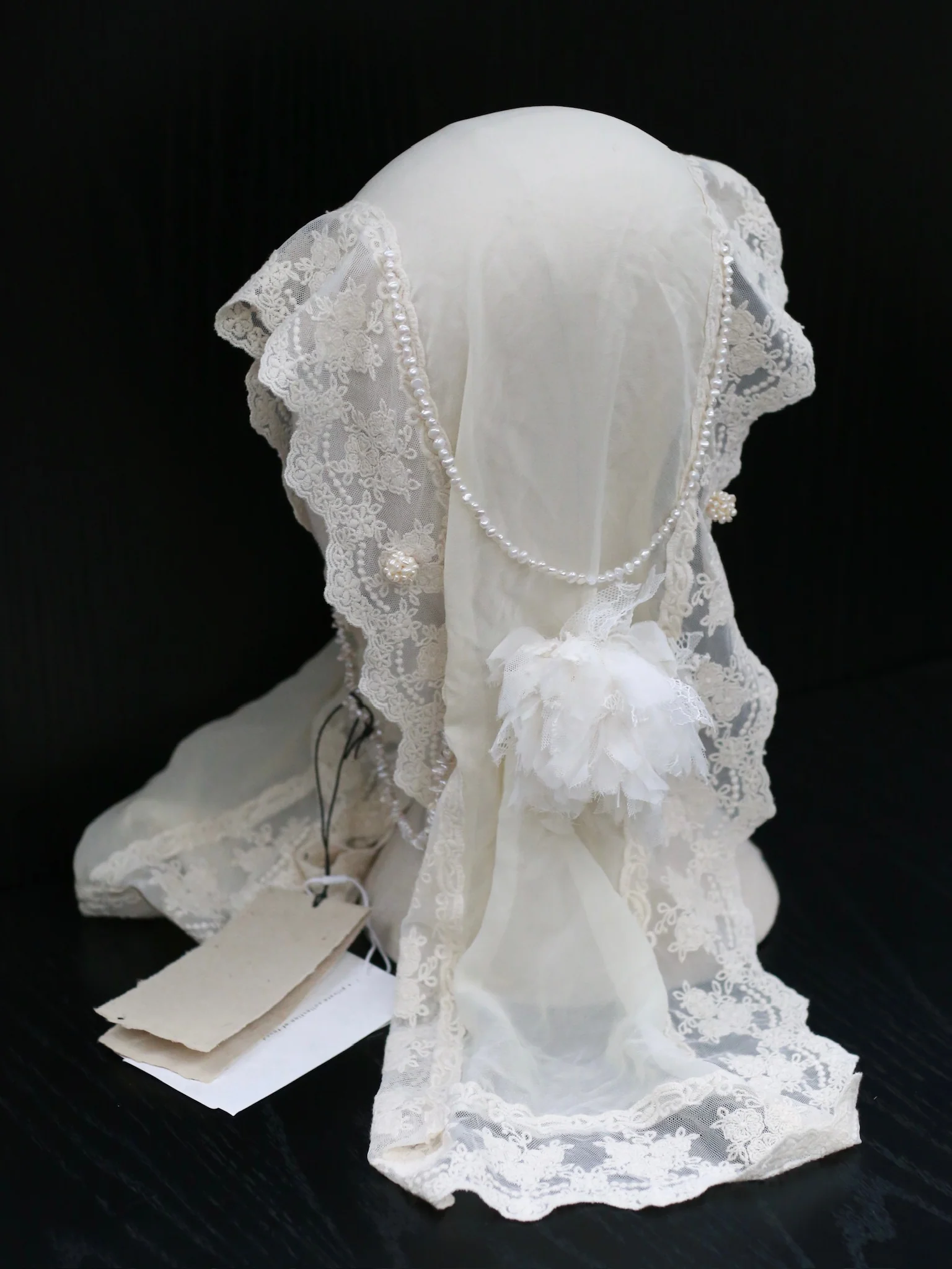 Pengtai 25 Autumn/Winter Lace Knit Heavy-Duty Veil Headband/Veil PT-P25F05-1-BEIGE - Image 3