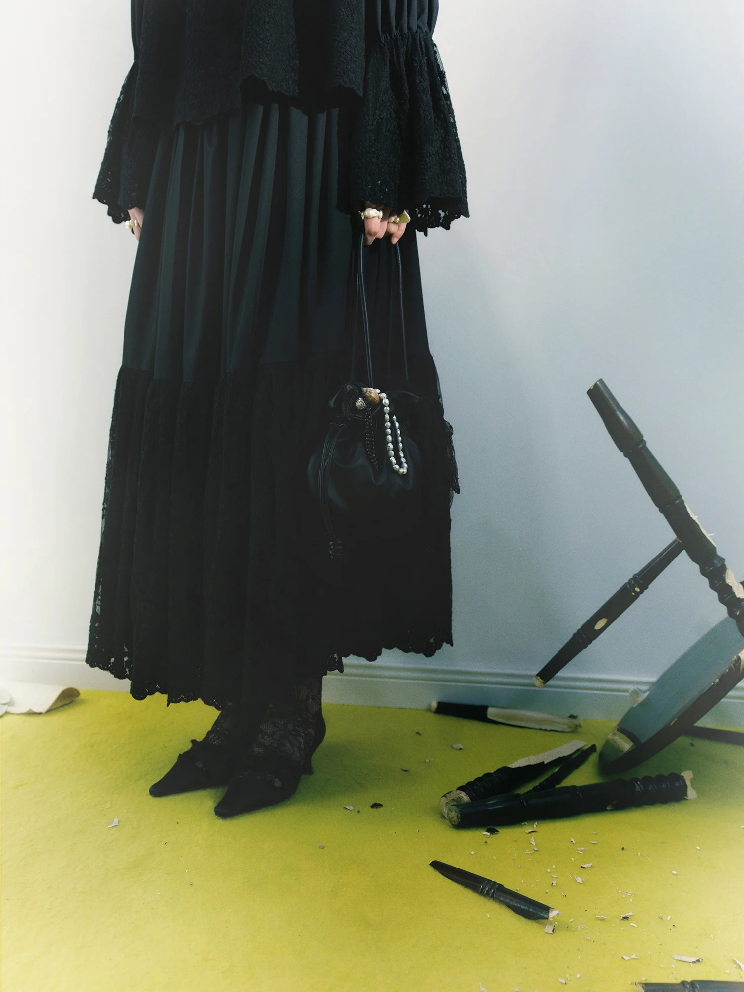 Pengtai 25 Autumn/Winter Short Dolly Shirt/Pleated Midi Skirt PT-PT-PW25B01-1-BLACK Skirt (PW25A02-1) - Image 5