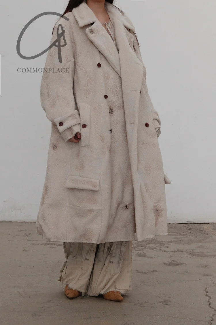 Pengtai body structure burn effect double breasted wool coat MW21027 - Image 14