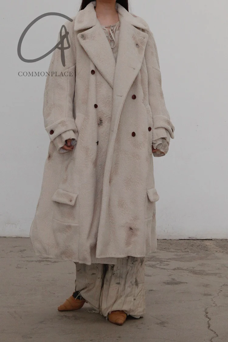 Pengtai body structure burn effect double breasted wool coat MW21027 - Image 16