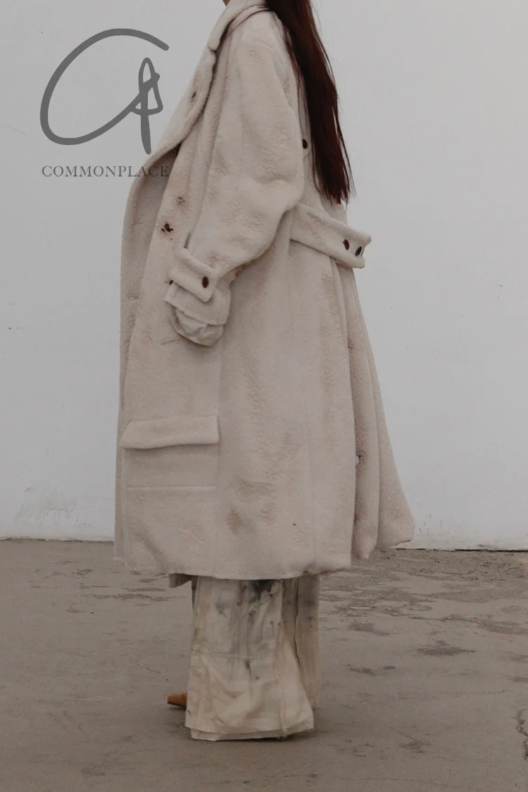 Pengtai body structure burn effect double breasted wool coat MW21027 - Image 17