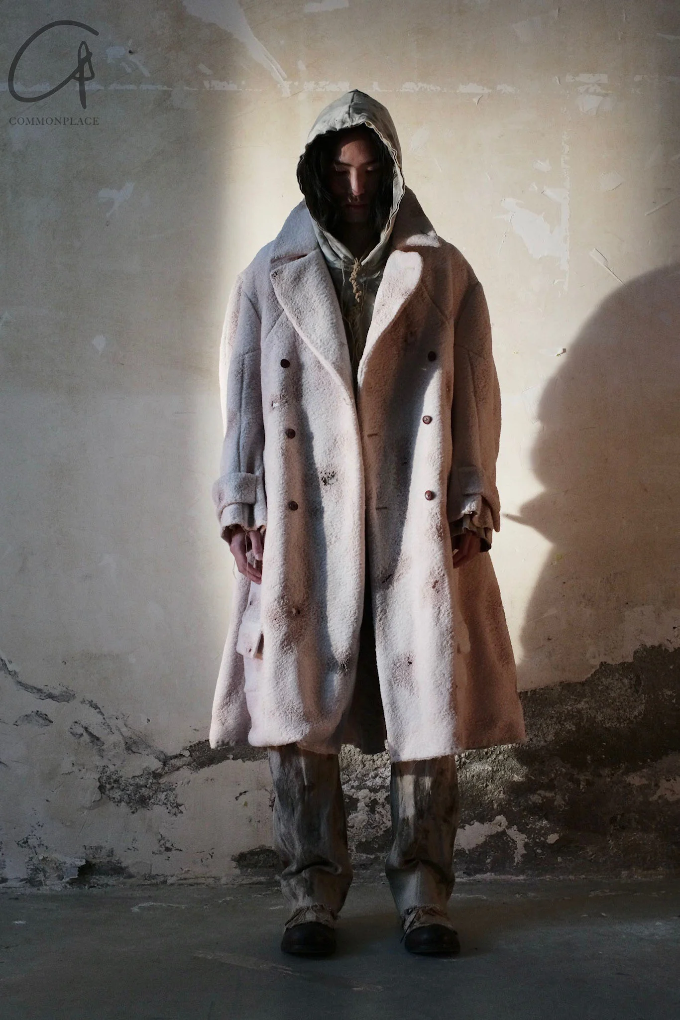 Pengtai body structure burn effect double breasted wool coat MW21027 - Image 18