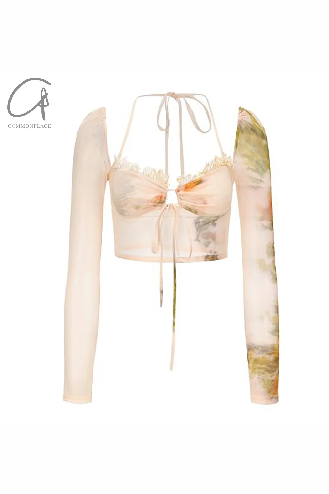 pengtai Chinese medicine printed lace-up LS top PTS24A08-2 (PTS24A08) - Image 6