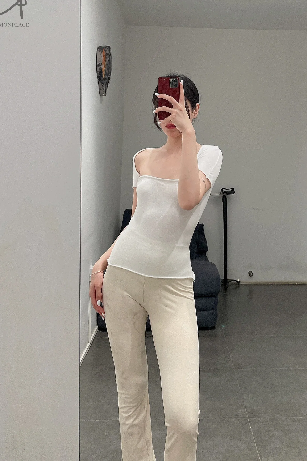 pengtai collarbone top PTS22A07-1 White PTS22A07 - Image 16