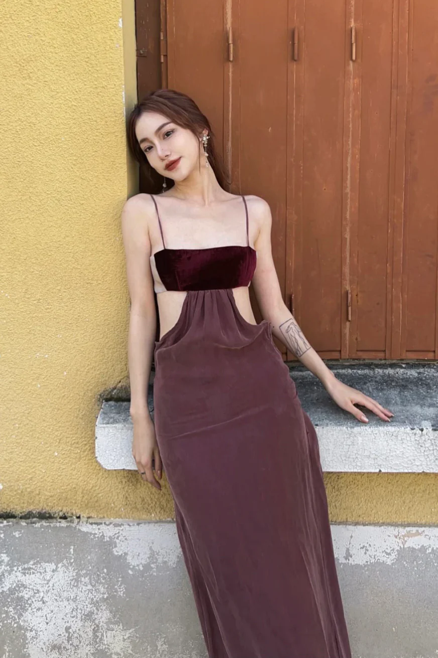 pengtai copper velvet suspender skirt PTS23C02-1 (PTS23C02) - Image 8