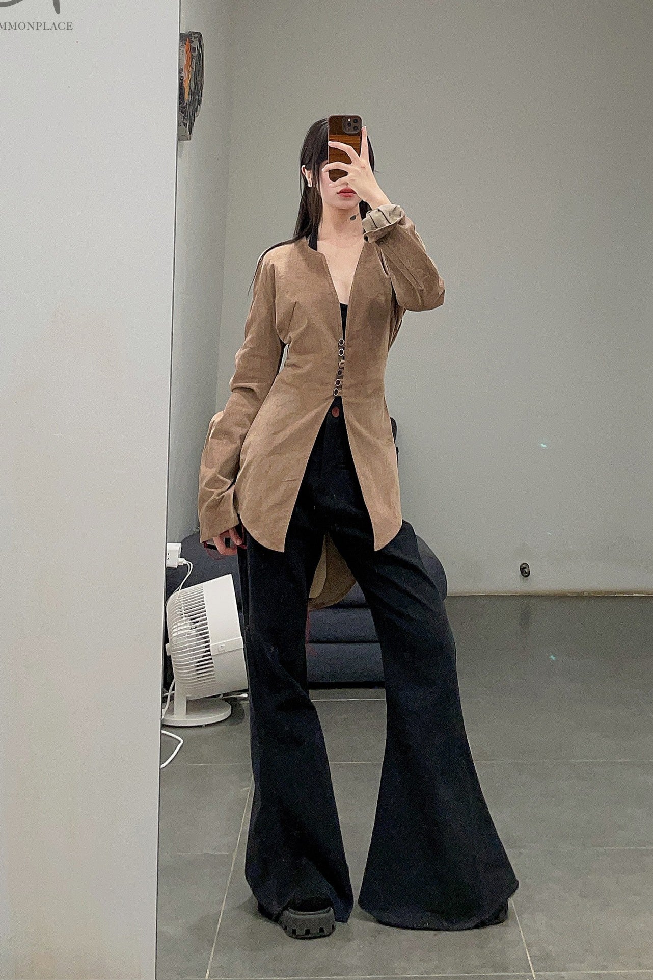Peng Tai 23 Spring/Summer Corduroy V-cut Shirt PT-PTW22A06-2-JZH Old Brown - Image 12