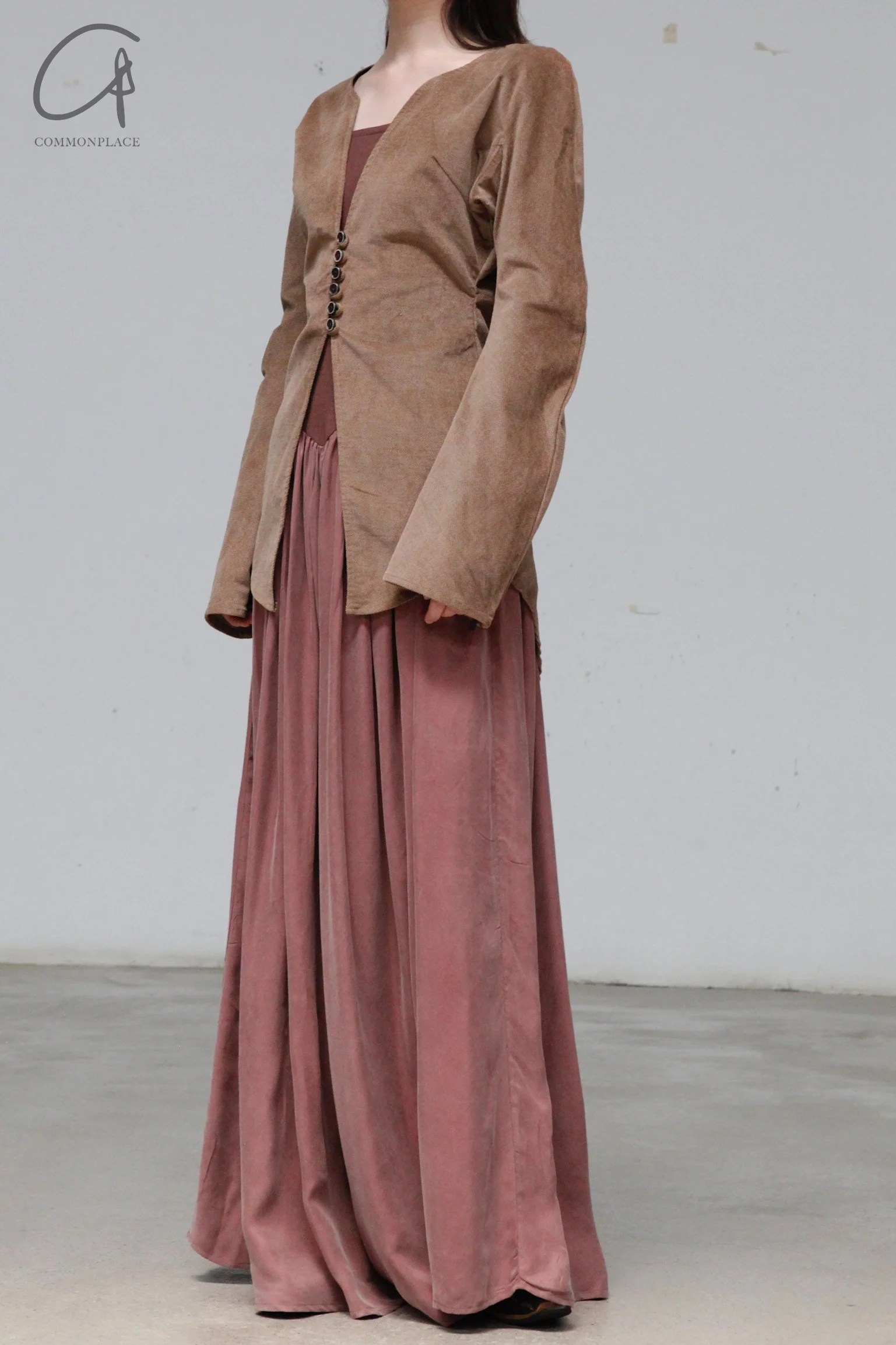 Peng Tai 23 Spring/Summer Corduroy V-cut Shirt PT-PTW22A06-2-JZH Old Brown - Image 6
