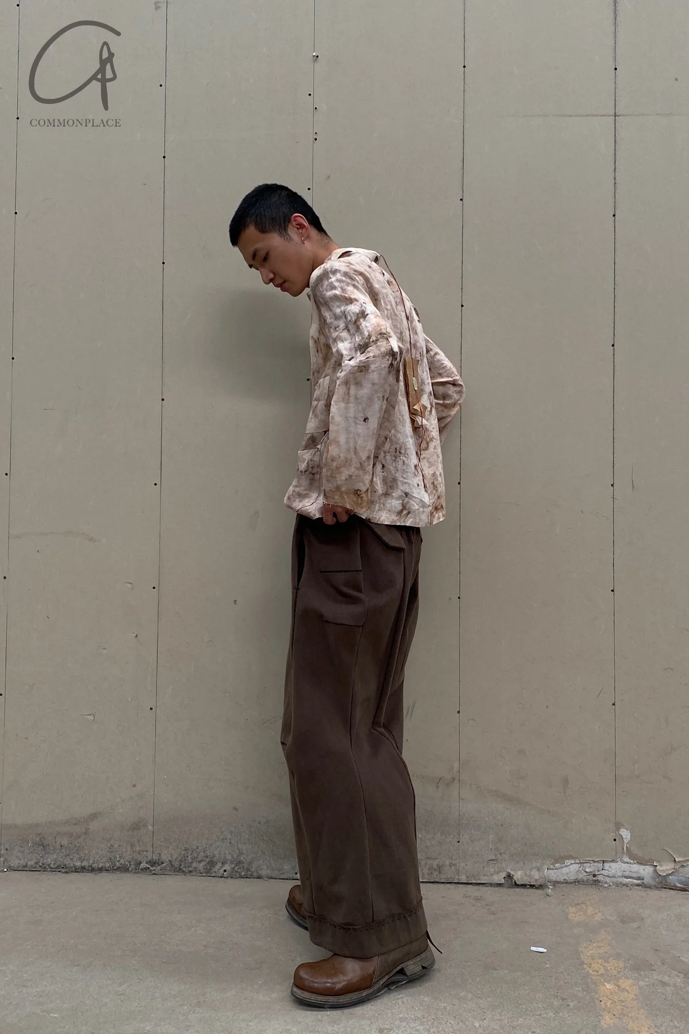 pengtai cotton and wool blended double pleated wide cotton twill pants M022 - Image 20