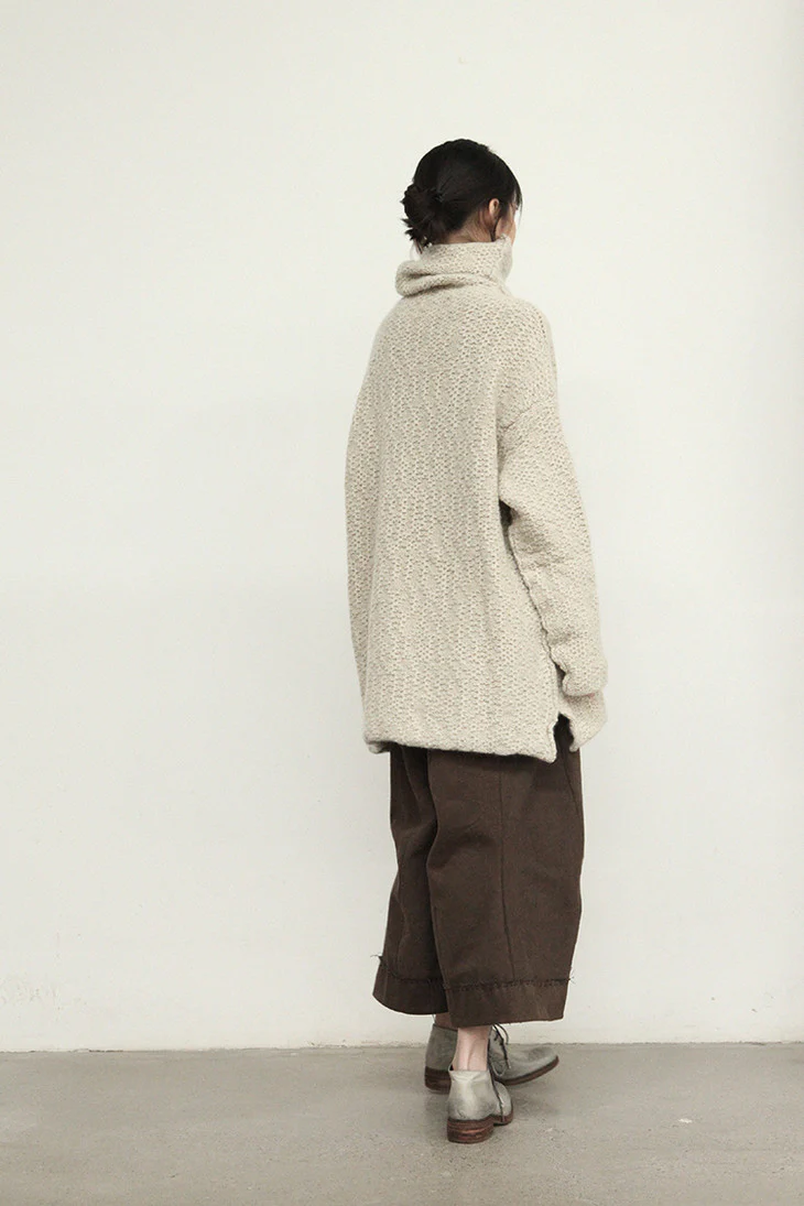 pengtai cotton and wool blended double pleated wide cotton twill pants M022 - Image 28
