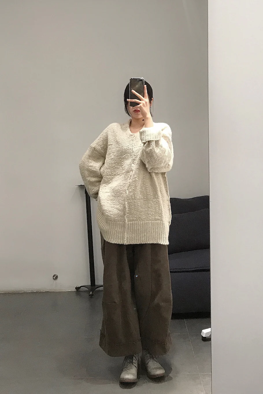 pengtai cotton and wool blended double pleated wide cotton twill pants M022 - Image 83