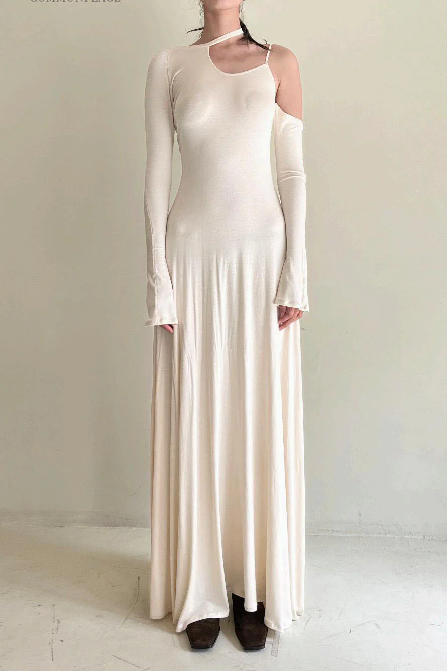 pengtai Cotton Knit C Neck Dress PTW22C16-1 Almond - Image 3