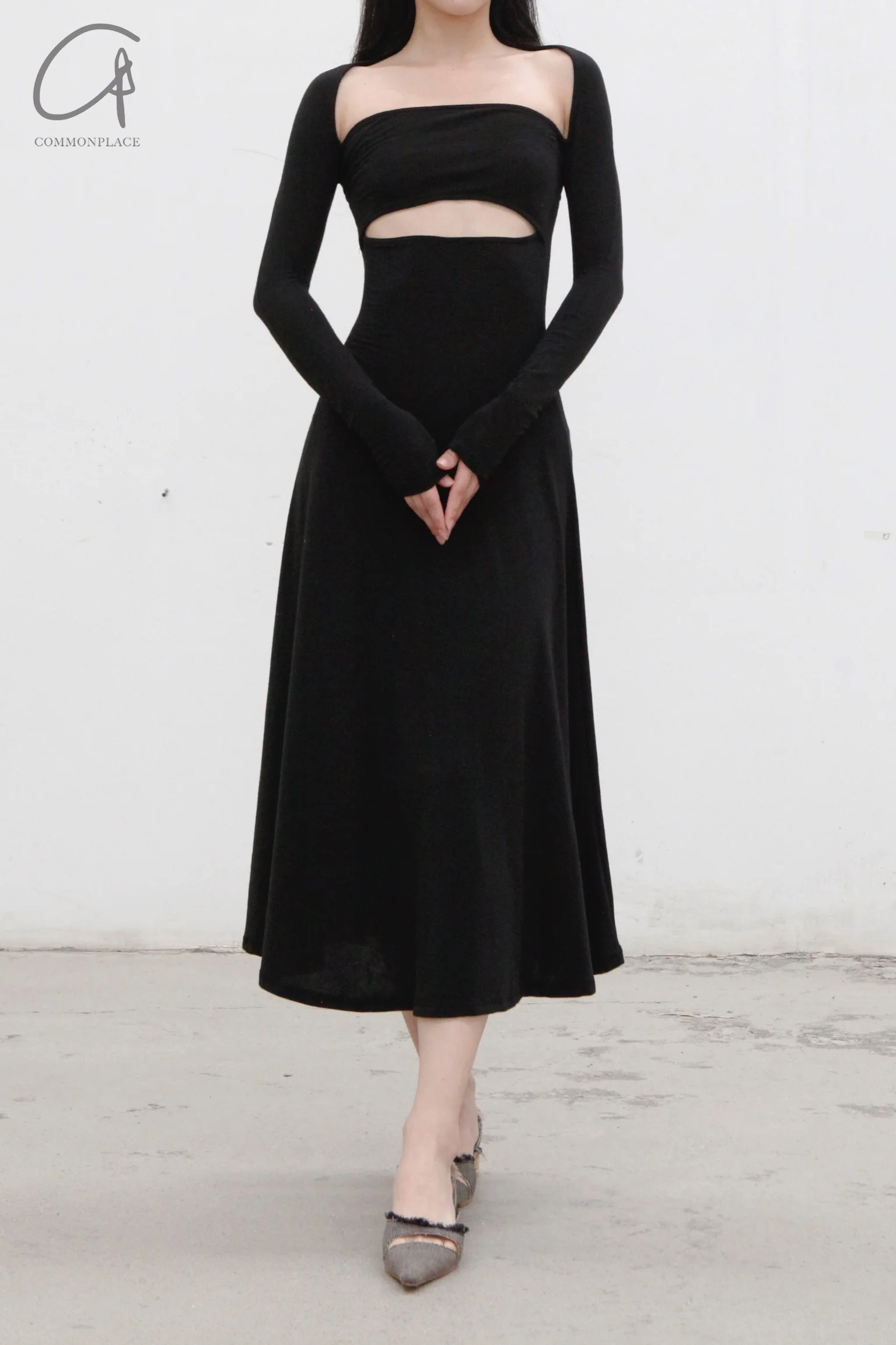 pengtai Cotton Knit Square NL Dress PTW22C01-2 Black (PTW22C01) - Image 3