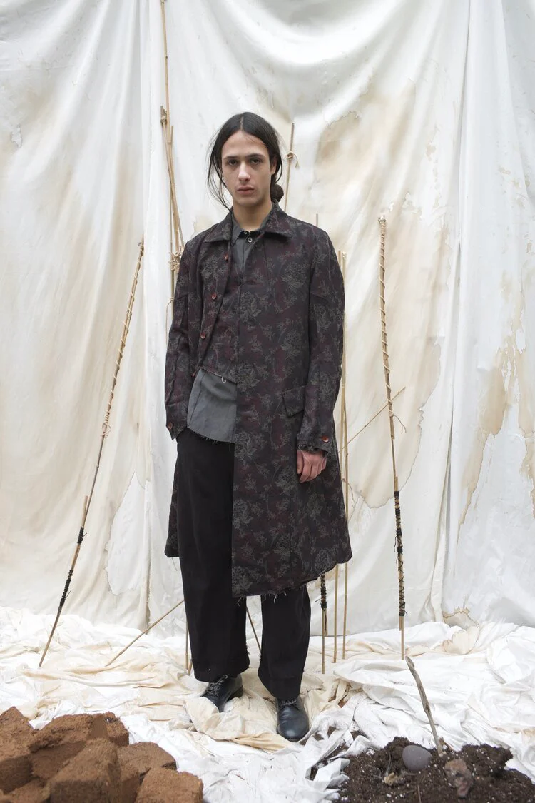 Peng Tai Body curve & knee shaped cotton jacquard working coat M017 - Image 19
