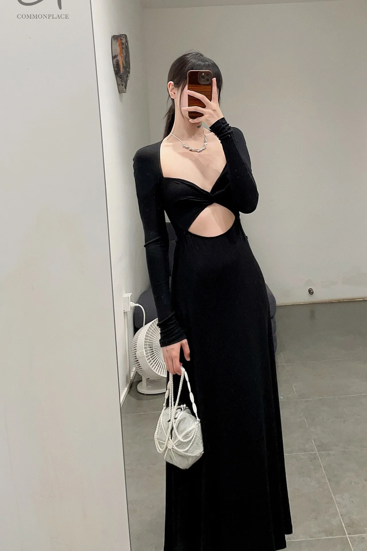 pengtai cutout long dress PTW23C10-1 jet black - Image 11
