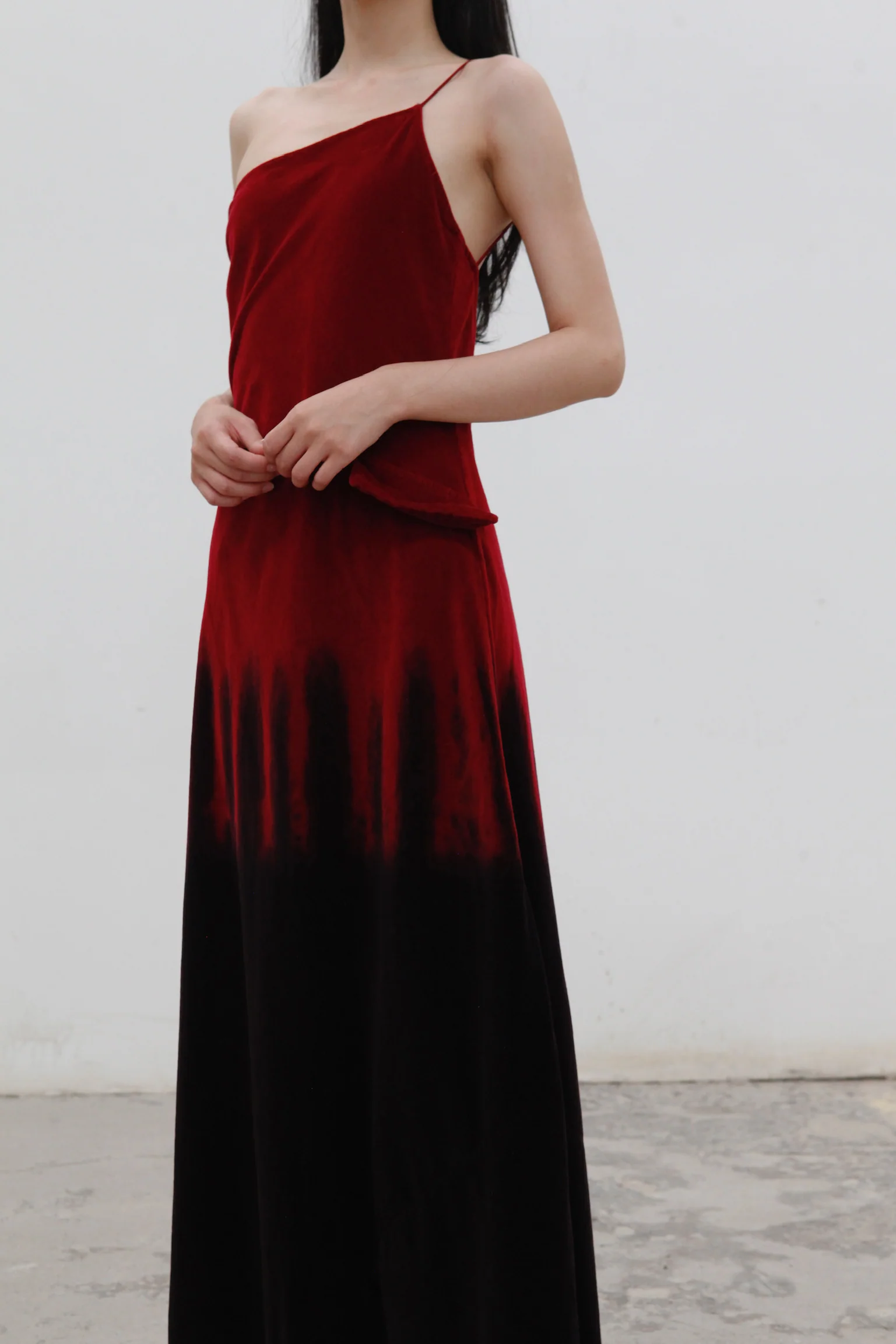 pengtai Dyed Corduroy Dress PTW22C04-2 Burgundy & Black (PTW22C04) - Image 3