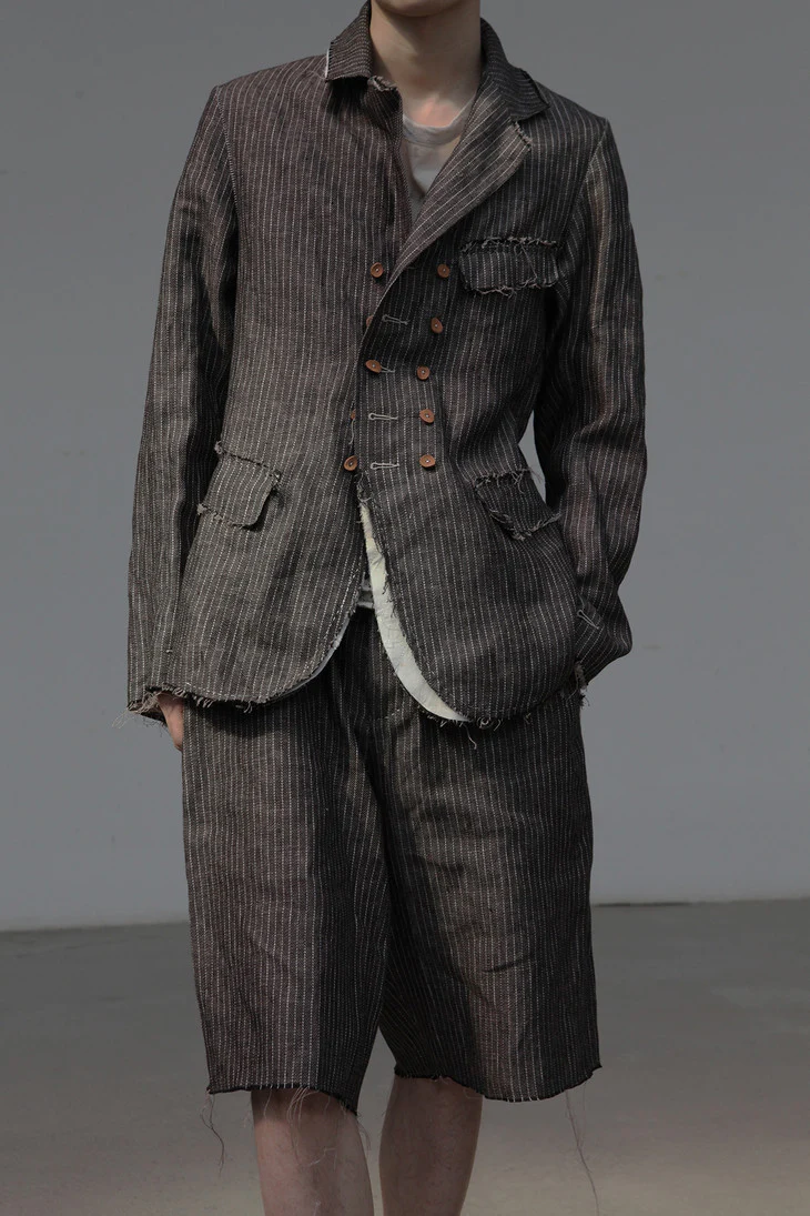 pengtai hand-stitched pinstripe shorts S20300 - Image 3