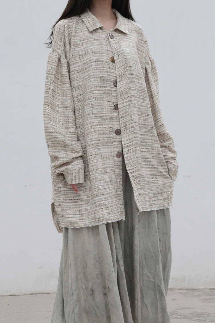 pengtai hand-woven linen overalls shirt MW21016 - Image 2