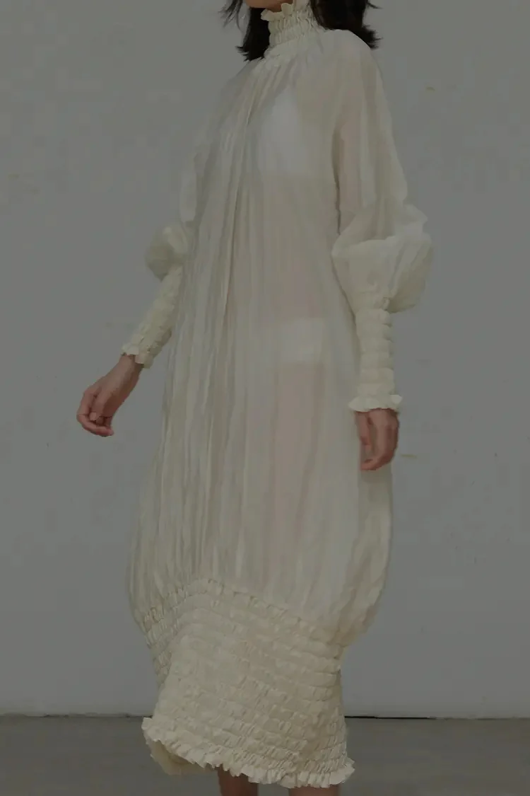 Peng Tai High neck silk linen dress W20071 - Image 3