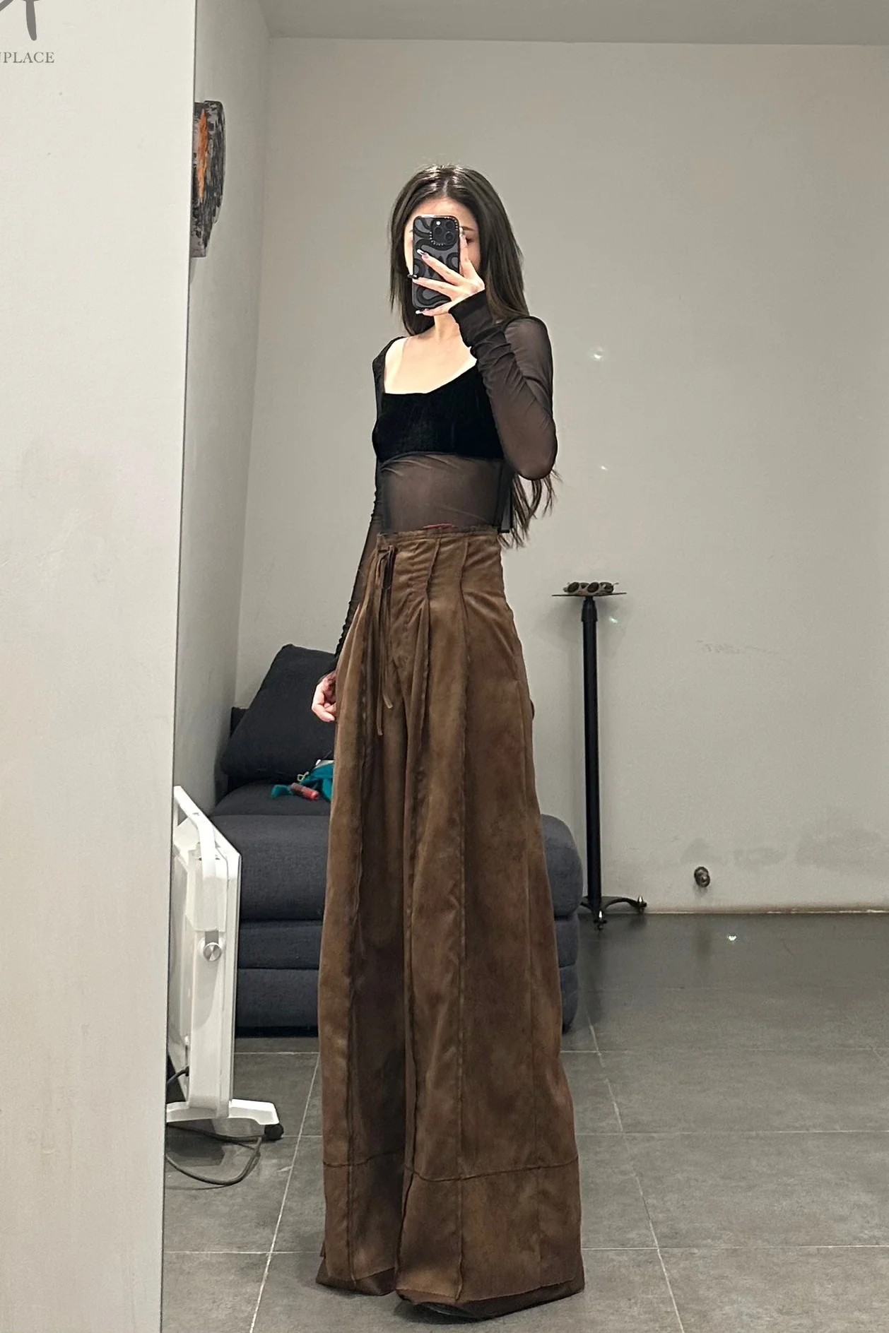 pengtai knitted mesh velvet square NL top PTW22A10-3 black - Image 11
