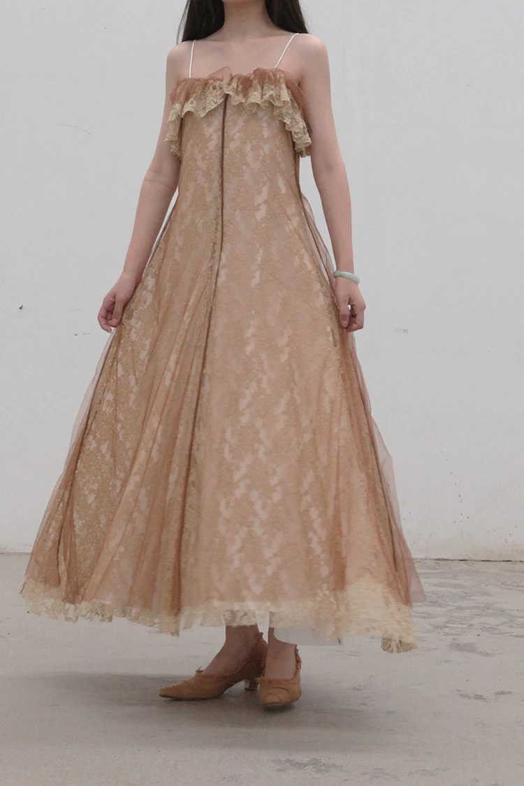 pengtai lace cotton mesh silk dress W21063