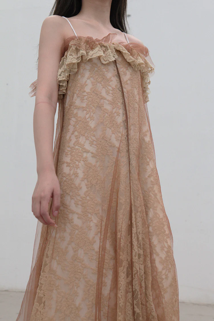 pengtai lace cotton mesh silk dress W21063 - Image 5