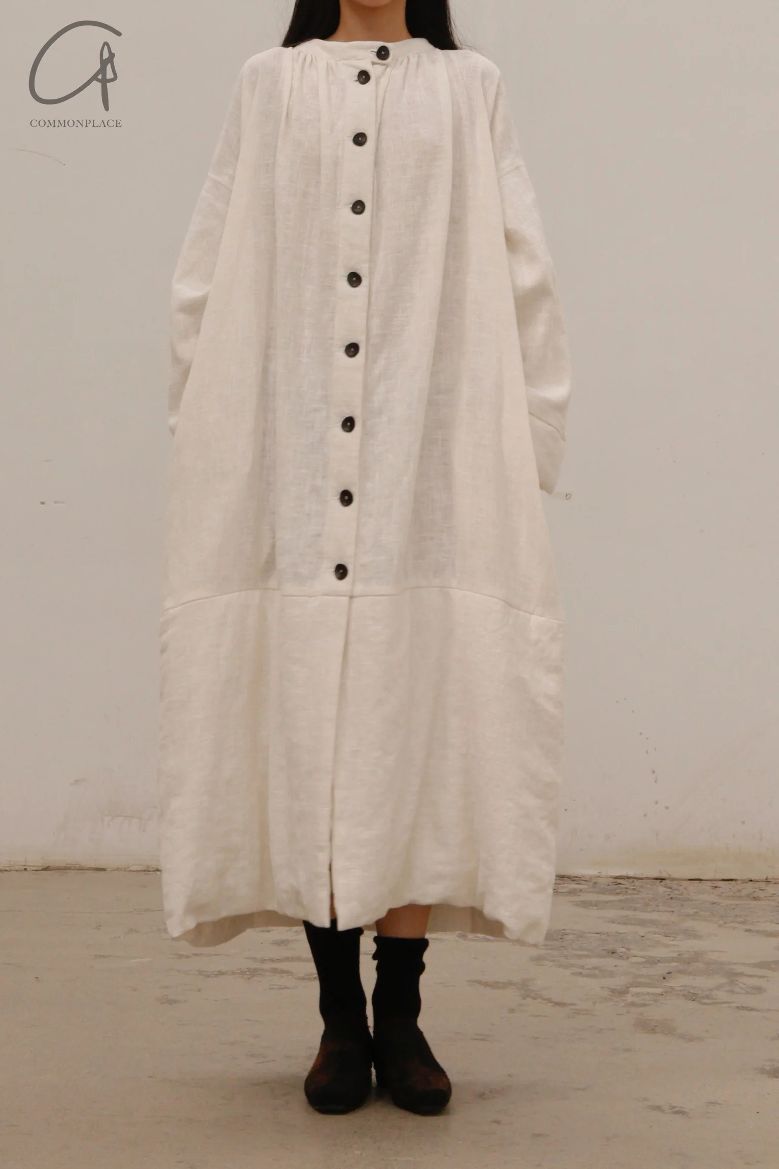pengtai linen bottom cotton coat MRW22H01-2 White MRW22H01 - Image 4
