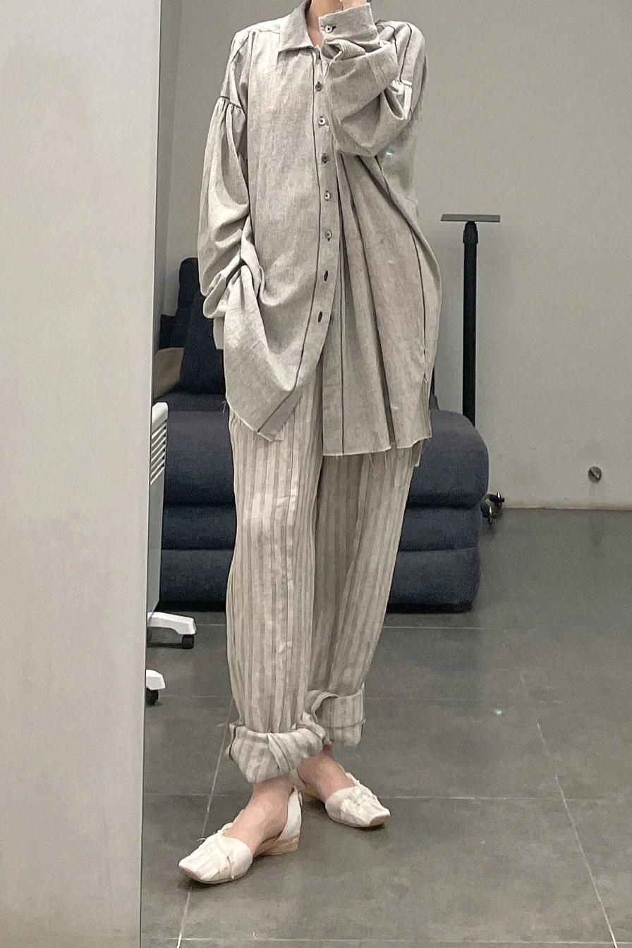 pengtai linen dyed trousers S210116 - Image 5