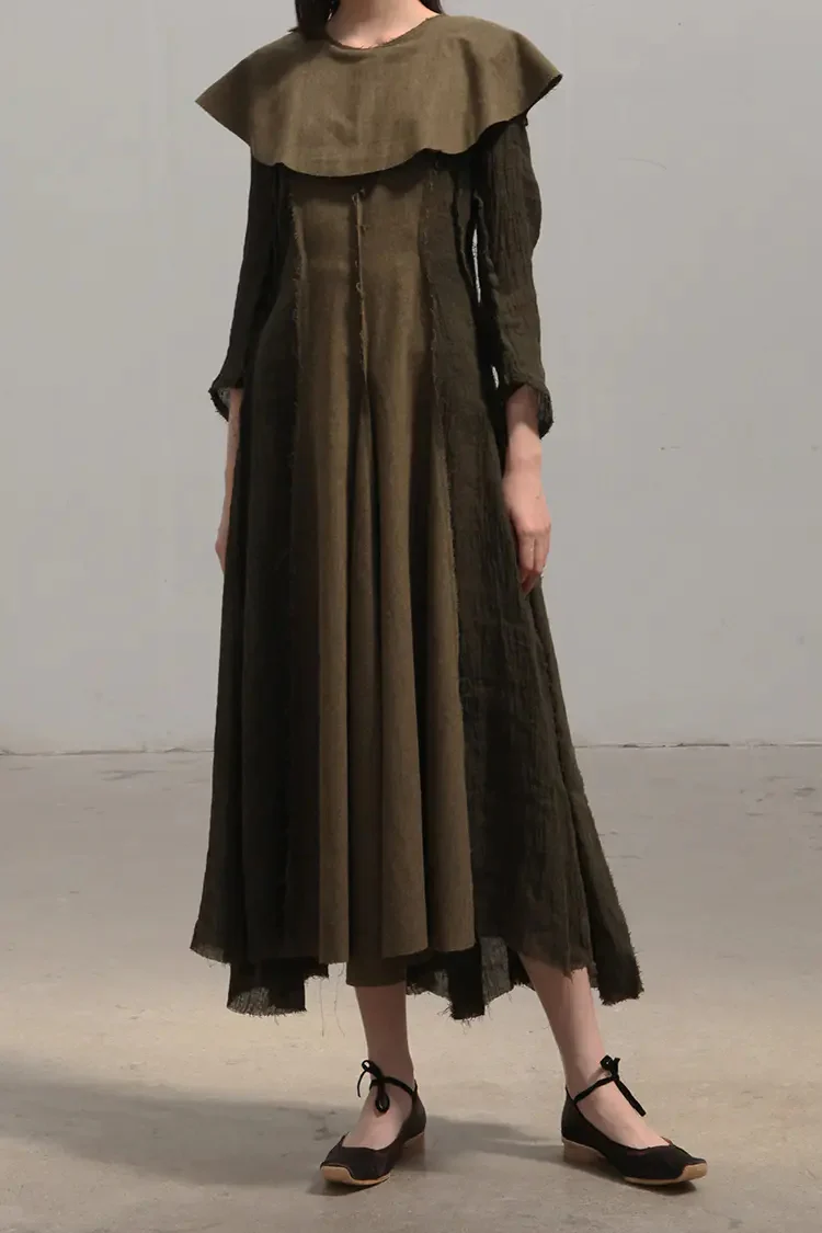 Pengtai Linen Flower Collar Piece Dress AW19030 PPT885